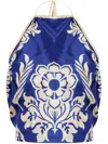Etro Cropped Printed Silk-twill Halterneck Top In Blue