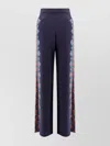 Etro Floral Print Silk Trousers In Blue