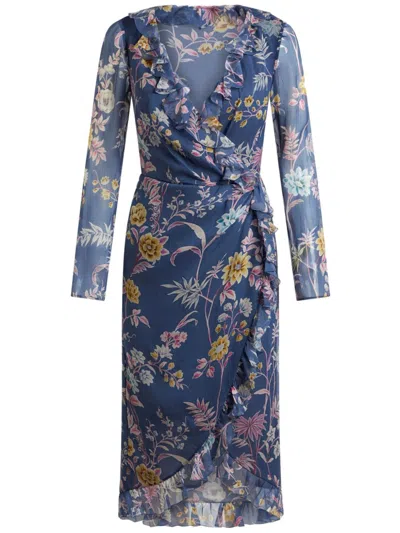 ETRO FLORAL-PRINT SILK WRAP DRESS