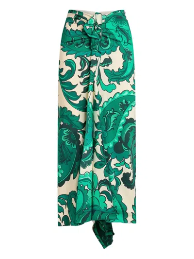 Etro Floral-print Skirt In Green