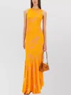 Etro Orange Long Dress With Semi-transparent Design And Cut Out Detail On The Back In Viscose Blend Woman