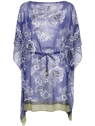 Etro Navy Printed Caftan For Women In Blue