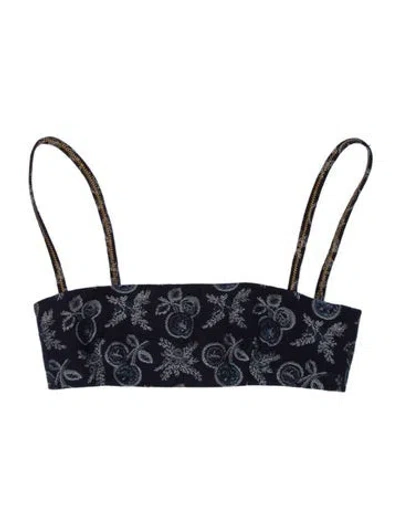 Pre-owned Etro Floral Print Square Neckline Crop Top In Blue