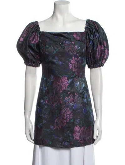 Pre-owned Etro Floral Print Square Neckline Tunic W/ Tags In Gray