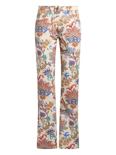 Etro Floral-print Straight Jeans