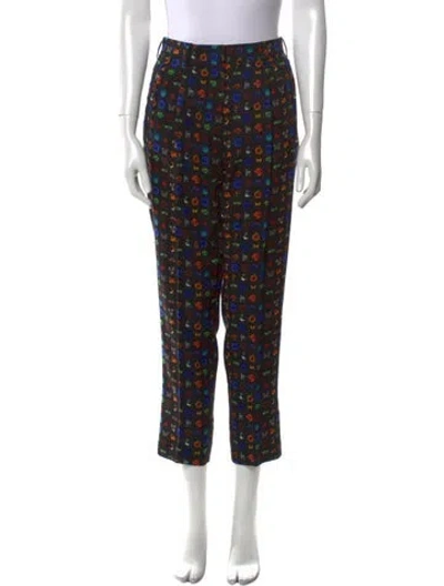 Pre-owned Etro Floral Print Straight Leg Pants In Black