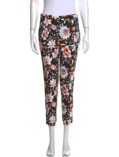 Pre-owned Etro Floral Print Straight Leg Pants In Black