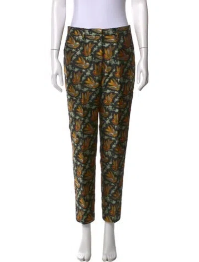 Pre-owned Etro Floral Print Straight Leg Pants In Black