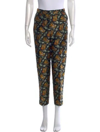Pre-owned Etro Floral Print Straight Leg Pants In Black