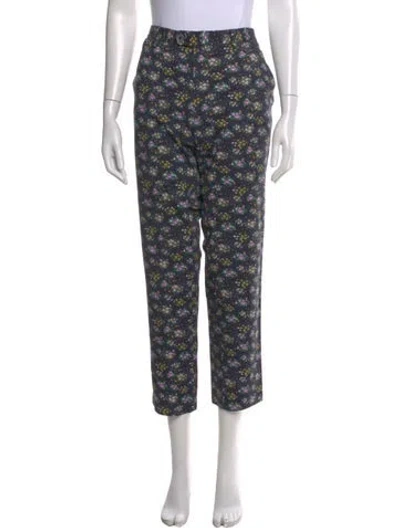 Pre-owned Etro Floral Print Straight Leg Pants In Blue