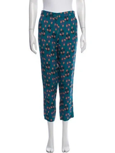 Pre-owned Etro Floral Print Straight Leg Pants In Blue