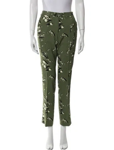 Pre-owned Etro Floral Print Straight Leg Pants In Green