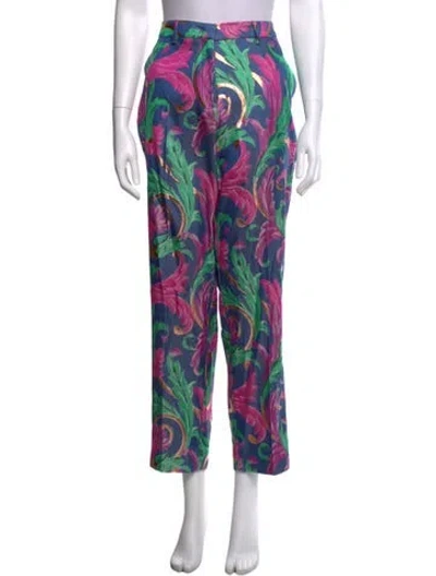 Pre-owned Etro Floral Print Straight Leg Pants In Multicolor