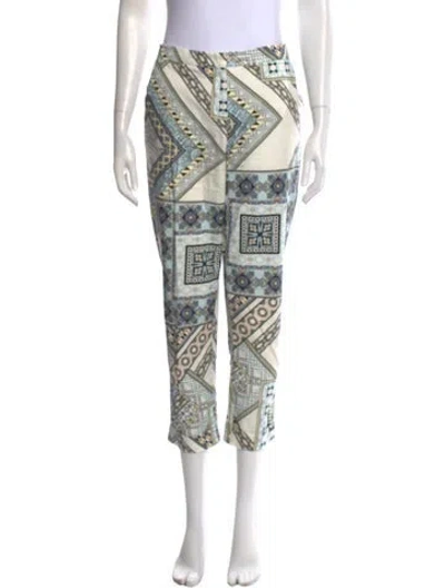 Pre-owned Etro Floral Print Straight Leg Pants In Neutral