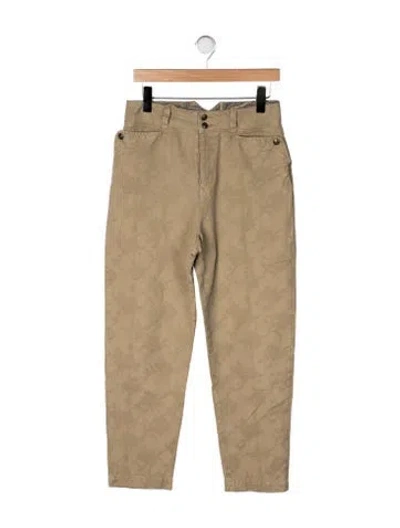 Pre-owned Etro Floral Print Straight Leg Pants In Neutral