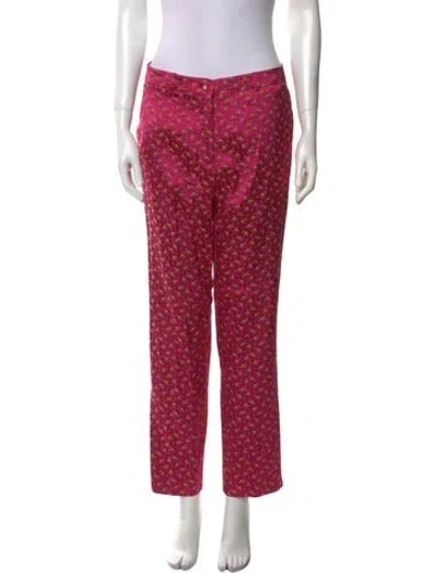Pre-owned Etro Floral Print Straight Leg Pants In Pink
