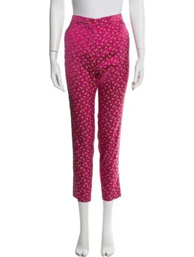 Pre-owned Etro Floral Print Straight Leg Pants In Pink
