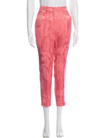 Pre-owned Etro Floral Print Straight Leg Pants In Pink