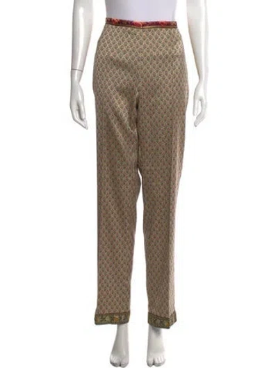 Pre-owned Etro Floral Print Straight Leg Pants In Pink