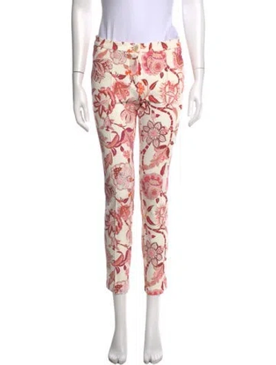 Pre-owned Etro Floral Print Straight Leg Pants In Pink