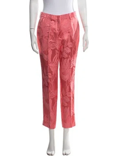Pre-owned Etro Floral Print Straight Leg Pants In Pink