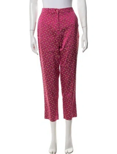 Pre-owned Etro Floral Print Straight Leg Pants In Pink