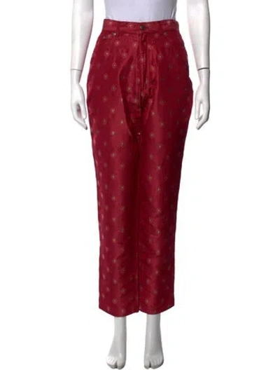 Pre-owned Etro Floral Print Straight Leg Pants In Pink