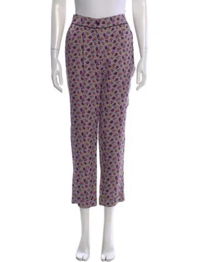 Pre-owned Etro Floral Print Straight Leg Pants In Purple