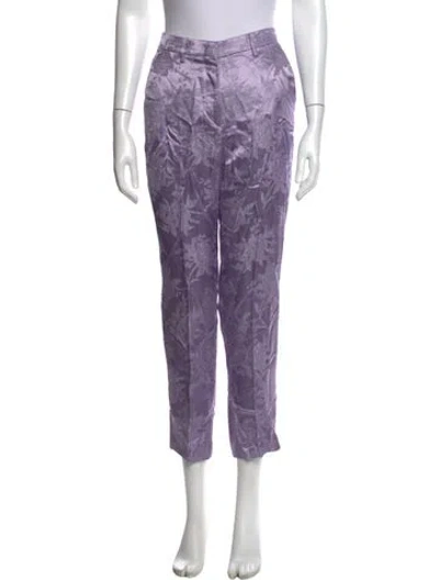 Pre-owned Etro Floral Print Straight Leg Pants In Purple