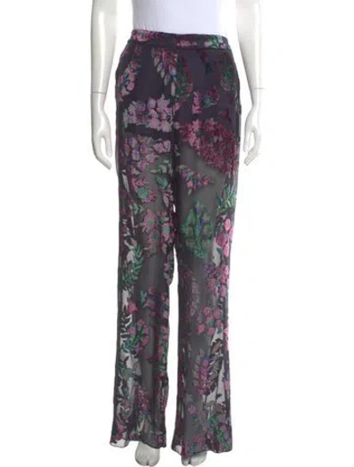 Pre-owned Etro Floral Print Straight Leg Pants W/ Tags In Purple