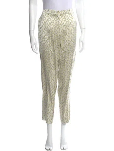 Pre-owned Etro Floral Print Straight Leg Pants In Yellow