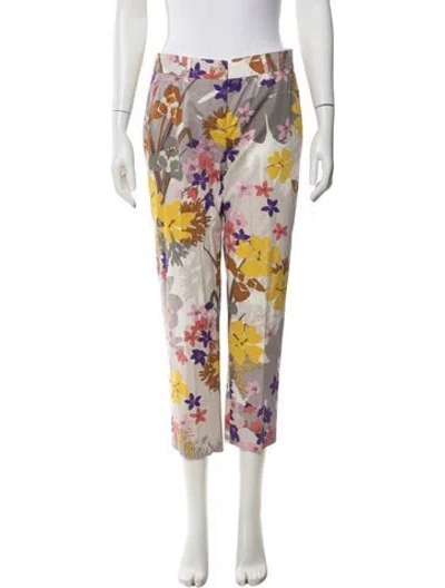 Pre-owned Etro Floral Print Straight Leg Pants In Yellow