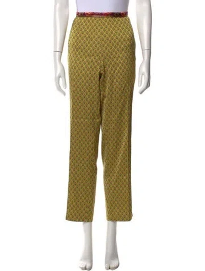 Pre-owned Etro Floral Print Straight Leg Pants In Yellow