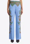 Etro Palazzo Silk Trousers With Floral And Geometric Print
