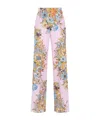 Etro Floral High-rise Silk Wide-leg Pants In Nude