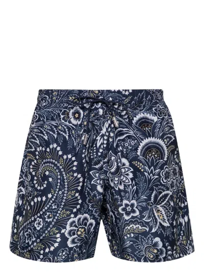 Etro Floral-print Swimming Shorts In Blue