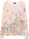 Etro Flower Medallion Pink Lucky Charm Long-sleeve Top In Pink