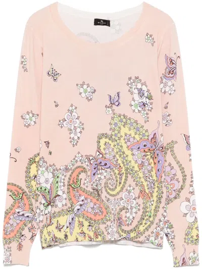 Etro Floral-print Sweater In Pink