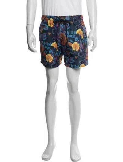 Pre-owned Etro Floral Print Swim Trunks W/ Tags In Green