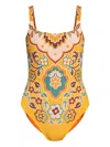 Etro Floral Print One-piece Swimsuit In Yellow