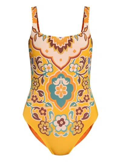Etro Floral-print Swimsuit In Yellow