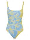 Etro Scoop Neckline High-cut Leg Floral Pattern Adjustable Straps In Yellow