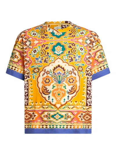 Etro Printed Short-sleeved T-shirt In Yellow