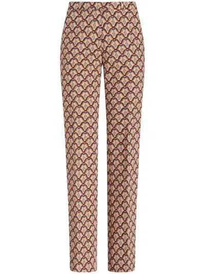 Etro Floral-print Tailored Trousers In Brown