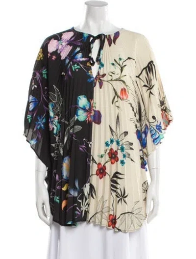Pre-owned Etro Floral Print Tie Neck Blouse In Multi