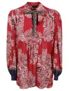 Etro Pintucked Floral-print Cotton And Silk-blend Voile Blouse In Red