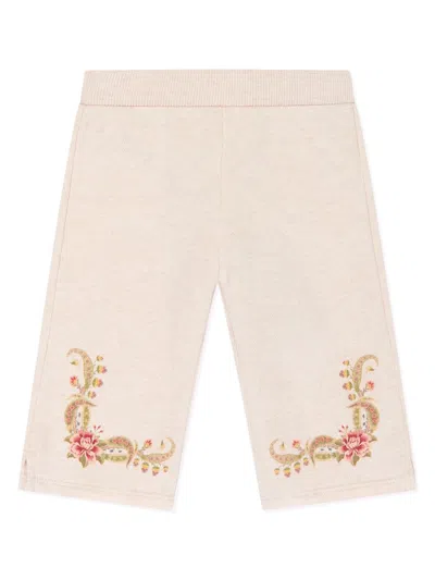 Etro Babies' Floral-print Track Pants In Beige