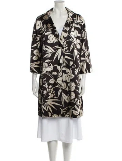 Pre-owned Etro Floral Print Trench Coat In Brown