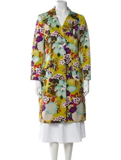 Pre-owned Etro Floral Print Trench Coat In Gold