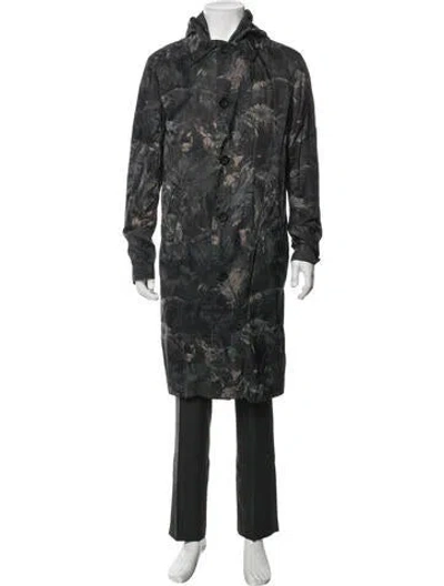 Pre-owned Etro Floral Print Trench Coat In Green